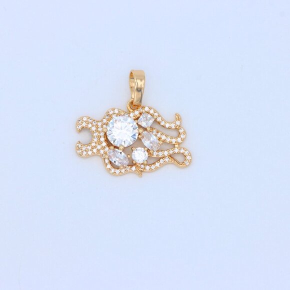 "Rose Gold Sparkling Mermaid Tail Pendant with White CZ Crystals, XPPT1539 - Picture 11 of 13